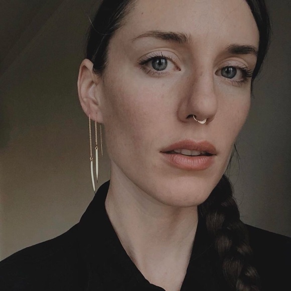 momento mori porcupine quill ear threader earrings - Picture 3 of 4